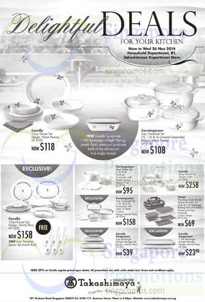 Featured image for (EXPIRED) Takashimaya Corelle, Corningware & Pyrex Kitchenware Offers 7 – 26 Nov 2014