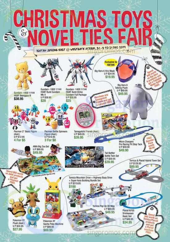 Toys, Gundam, Big Hero 6, Tamagotchi, Pacman, Micro Chargers, ANIA, Pokemon, Tomica