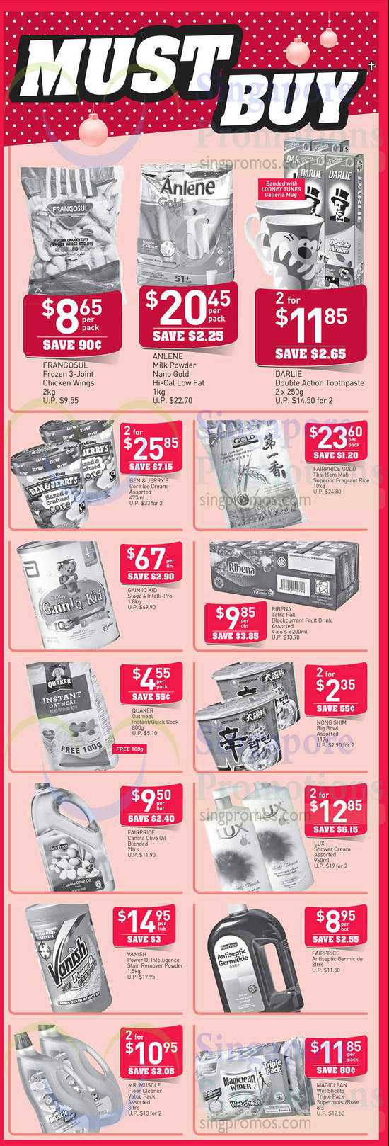 (Until 12 Oct) Must Buys Gain IQ Milk Powder, Ben n Jerrys, Vanish, Magiclean, Anlene