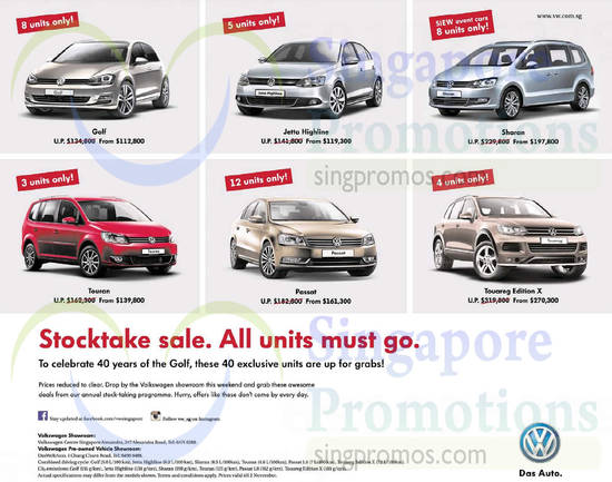 Volkswagen Stocktake Sale 1 Nov 2014