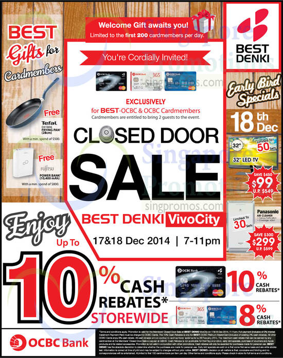 18 Dec Early Bird Specials, TV, Panasonic Air Cleaner, Free Frying Pan, Fujitsu Power Bank