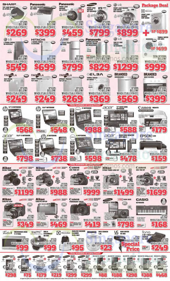 27 Dec Washers, Fridges, Notebooks, Digital Cameras, Mobile Phones, Kitchenware, Sharp, Panasonic, Samsung, LG, Hitachi, Acer, Canon, Nikon, Casio