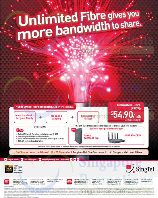 54.90 1Gbps Unlimited Fibre, Tampines Mall, Lot 1 Roadshows