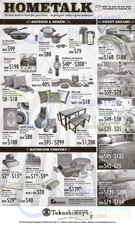 9 Jan Cookware, Furniture, Bedsheet Sets, Bathroom Comfort Items