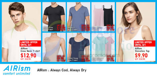 AIRism Crew Neck T-shirt, Sleeveless Top