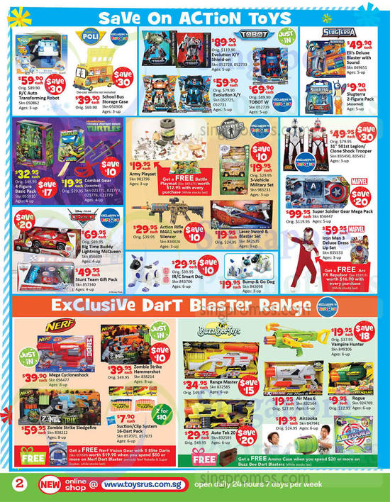 Action Toys, Dart Blaster Range Poli, Tobot, Slugterra, Teenage Mutant Ninja Turtles, True Heroes, Marvel, Cars, Nerf, Buzzbee Toys