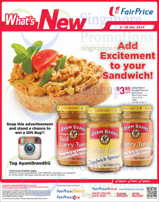 Ayam Brand Sandwich Spreads Otah Tuna, Red Curry Tuna, Curry Tuna