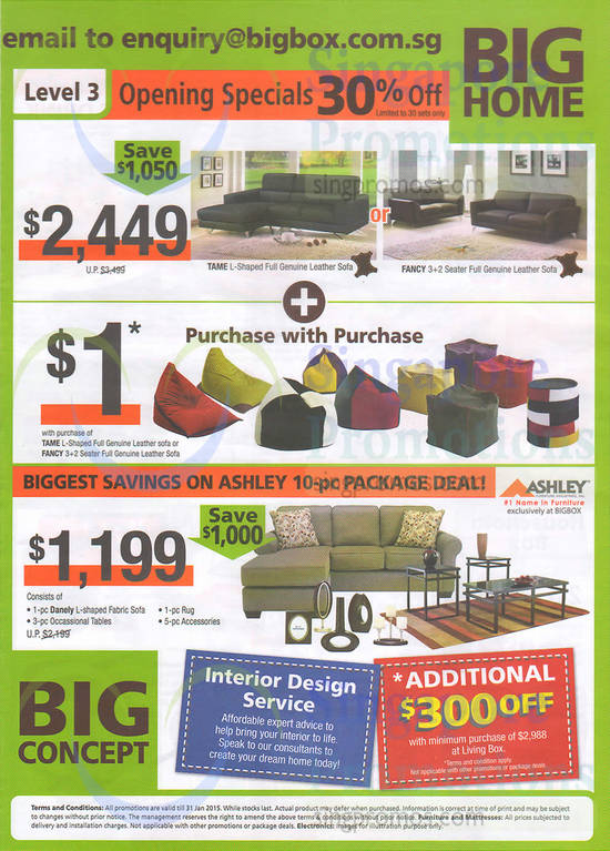 Furniture, 1 Dollar Purchase With Purchase, Ashley Sofa, Interior Design Service, Additional 300 Dollar Off