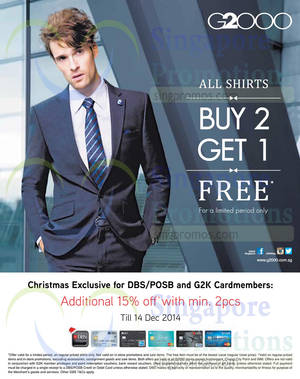 Featured image for G2000 Shirts Buy 2 & Get 1 FREE 5 Dec 2014