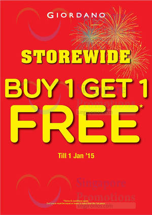 Featured image for Giordano Buy 1 Get 1 FREE Promo 26 Dec 2014 – 1 Jan 2015