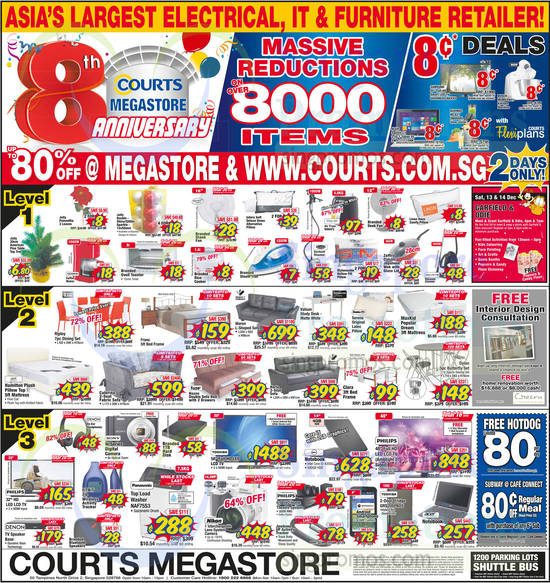 Megastore Electronics, Furniture, Sofa Beds, Pillows, Mattresses, Notebooks, TVs, Washers, Fridges, Bosch, Max Coil, Dunlopillo, Panasonic