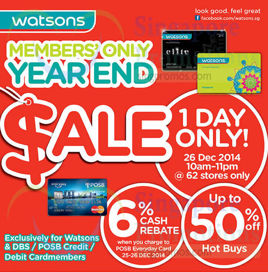 Members Only Year End Sale on 26 Dec 2014, Up to 50 Percent Off Hot Buys, 6 Percent Cash Rebate