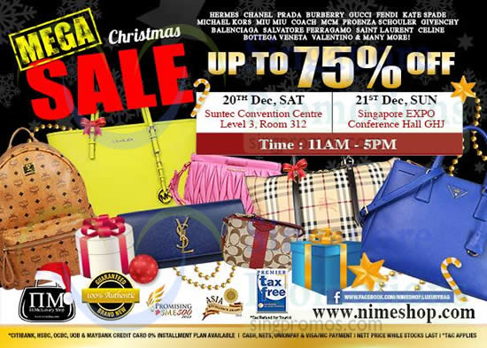 Featured image for Nimeshop Branded Handbags Sale @ Singapore Expo 21 Dec 2014