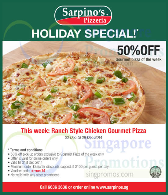 Sarpino’s Pizzeria 50 Off Ranch Style Chicken Gourmet Pizza 22 28