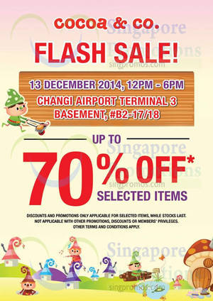 Featured image for The Cocoa Trees 6hr Flash Sale @ Changi Airport T3 13 Dec 2014