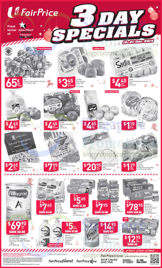 (Till 21 Dec) 3 Day Specials Fruits, Frozen Meat, Chicken Essence, Baby Milk Powder