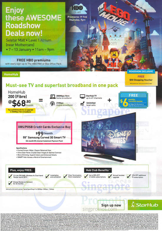 11 Jan Starhub Seletar Mall Roadshow HomeHub 200 Fibre, Free HBO Premiums, Free Shopping Voucher