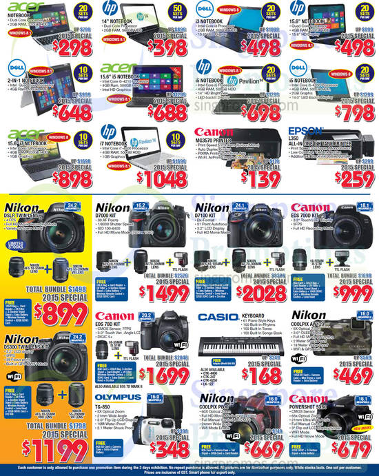 16 Jan Notebooks, Digital Cameras, Acer, HP, Dell, Canon, Epson, Nikon, Casio, Olympus