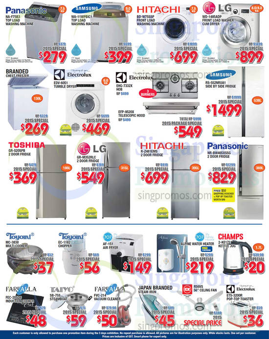 16 Jan Washers, Fridges, Cookers, Choppers, Kettle Jug, Toaster, Vacuum Cleaner, Steam Iron