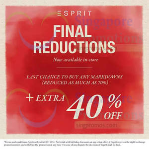 Featured image for (EXPIRED) Esprit Up To 70% OFF Markdowns (Final Reductions!) 10 Jan 2015