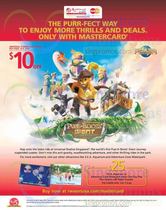 24 Apr 10 Dollar Off Universal Studios Day Pass, 25 Dollar SEA Aquarium, Adventure Cove Waterpark