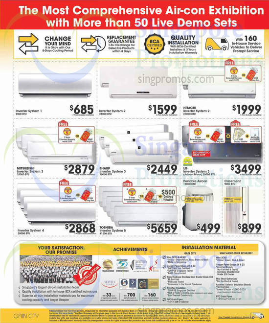 24 Jan Air Conditioners, Portable, Casement, Hitachi, LG, Sharp, Mitsubishi, Toshiba