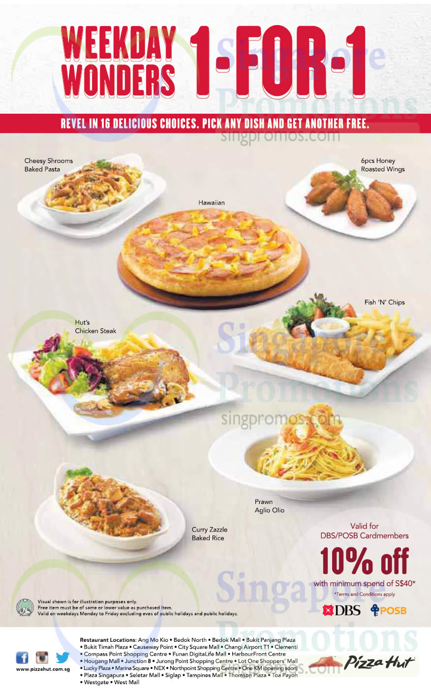 Featured image for Pizza Hut 1 For 1 Weekdays Dine-In Promotion 2 - 27 Jan 2015