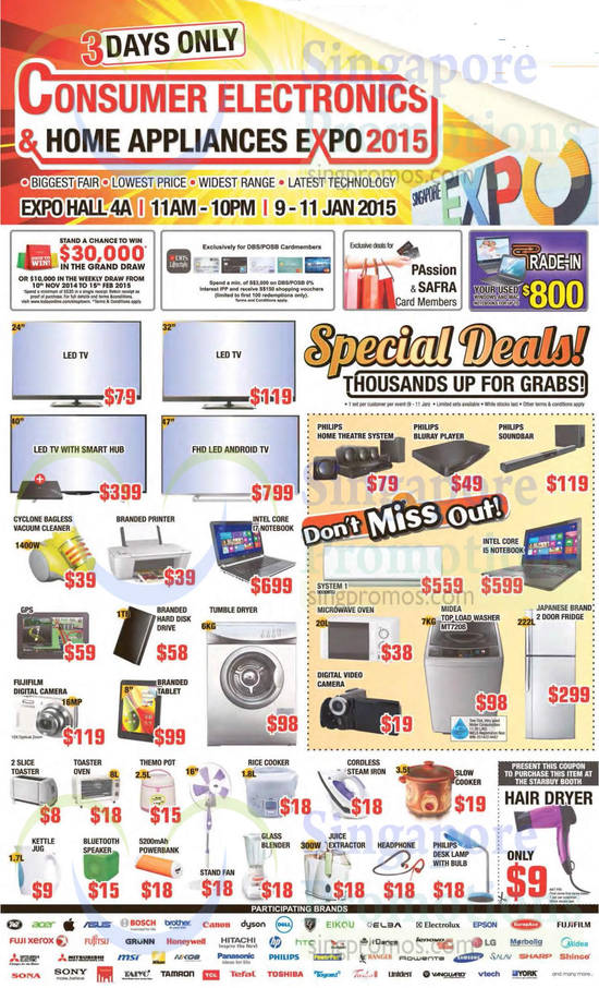 9 Jan TVs, Notebooks, Printer, Washer, Air Conditioner, Ovens, Fan, Tablet, Digital Camera, Kitchen Appliances, DVD Player, Midea, Fujifilm, Philips