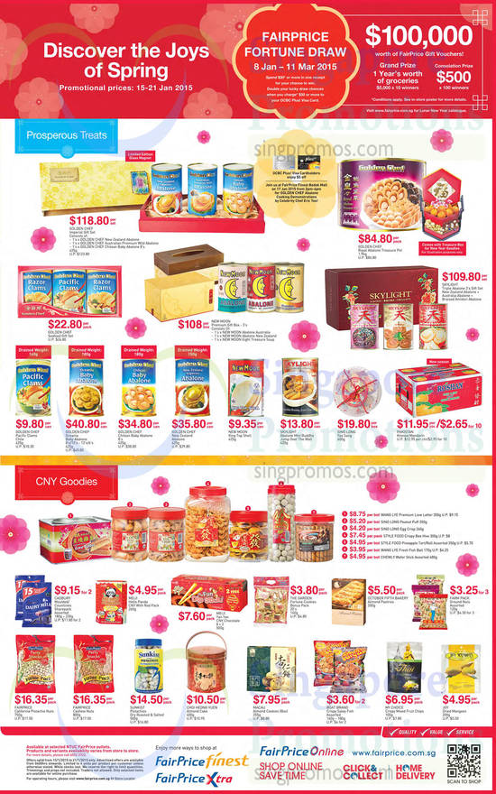 Abalones, CNY Goodies, Golden Chef, New Moon, Skylight, Cadbury, Sunkist