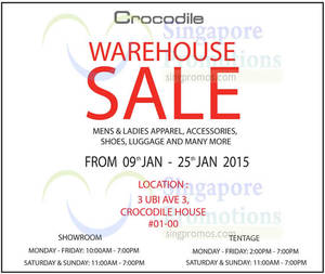 Featured image for (EXPIRED) Crocodile Warehouse SALE 9 Jan – 18 Feb 2015