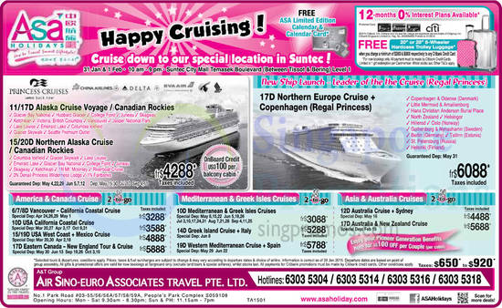 Cruise Promotions, Free ASA Limited Edition Calendar And Calendar Card, Free Hardcase Trolley Luggage, Citibank Credit Cards