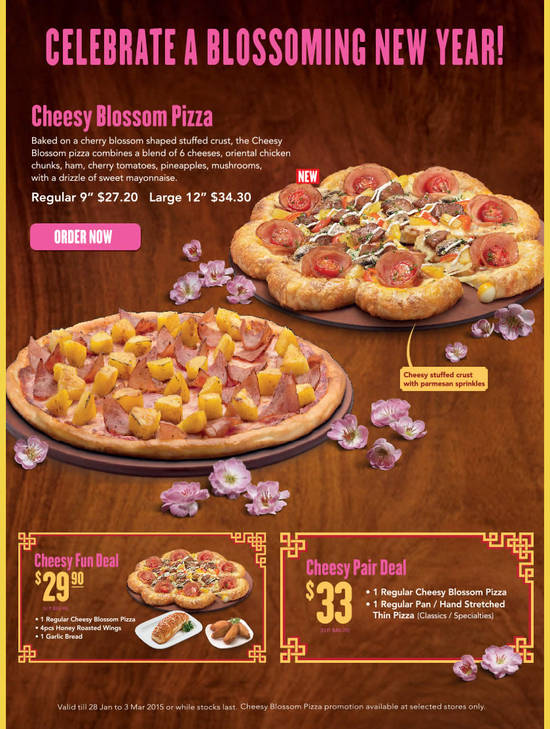 Delivery Cheesy Blossom Pizza, Cheesy Fun Deal, Cheesy Pair Deal