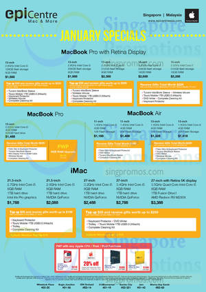 Featured image for (EXPIRED) Epicentre Apple iPads, Macbook Pro, Macbook Air & iMac Offers 1 – 31 Jan 2015