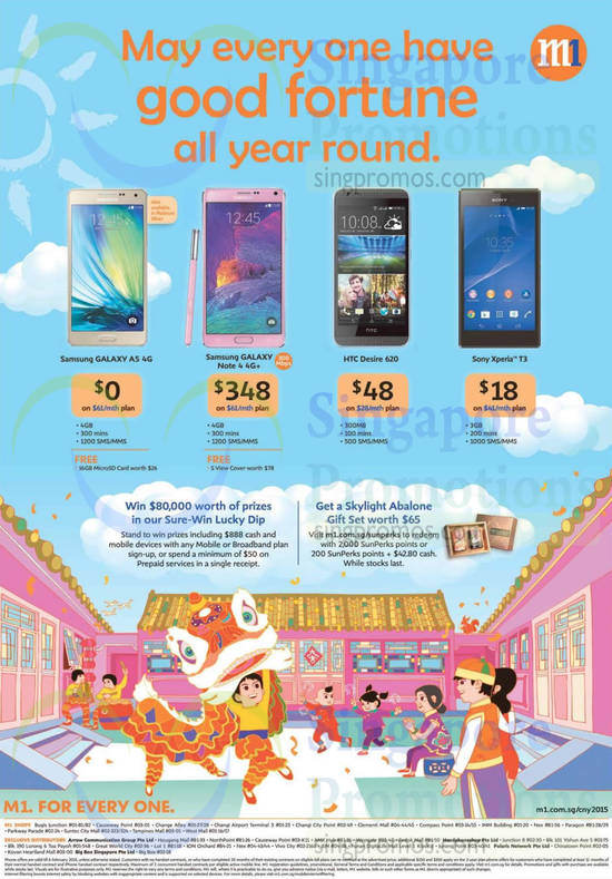 Free Abalone With 2,000 SunPerks Points, Samsung Galaxy A5, Note 4, HTC Desire 620, Sony Xperia T3