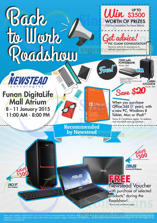 Free Newstead Voucher, Acer Predator, ASUS Commercial Notebook, Microsoft Office 365