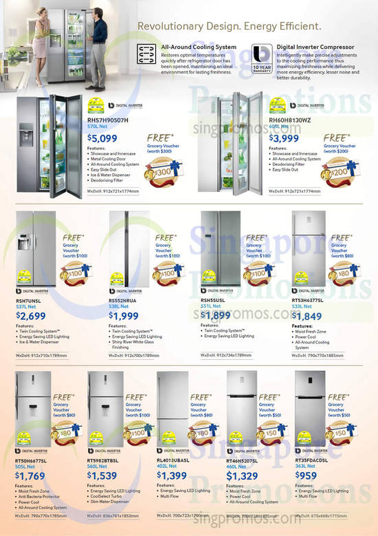 Fridges RH57H90507H, RH60H8130WZ, RSH7UNSL, RS552NRUA, RSH5SUSL, RT53H6377SL, RT50H6677SL, RT5982BTBSL