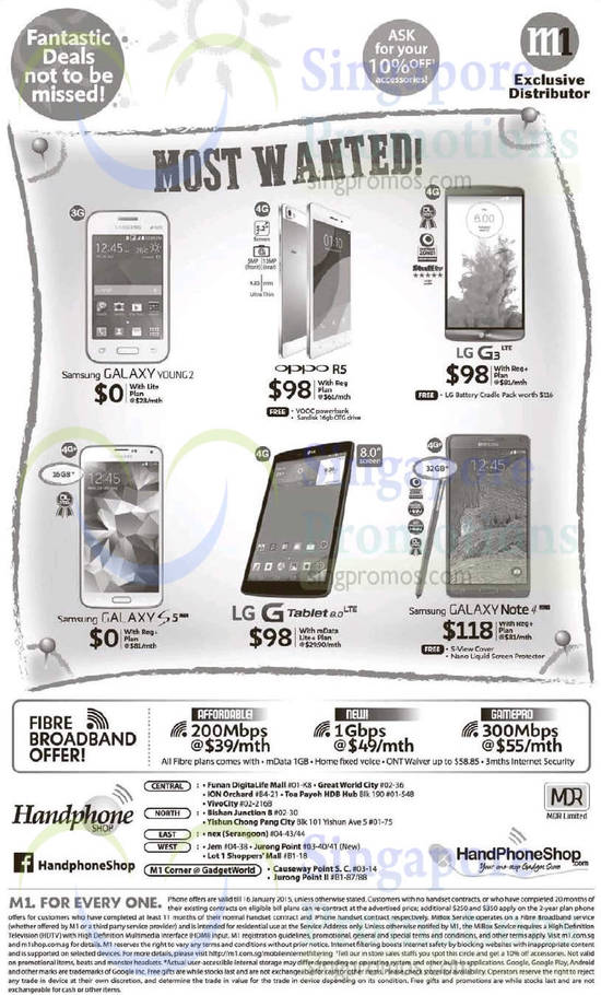 Handphone Shop Samsung Galaxy Young 2, S5, Note 4, Oppo R5, LG G3, G Tablet 8.0