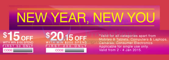 1 voucher day code 2015 1 Coupon $15 Singapore Jan 2 OFF Codes Lazada â€“ Day 4