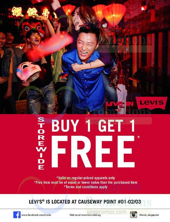 Levi's Buy 1 Get 1 FREE Storewide 30 Jan 2015