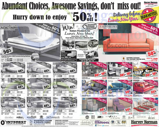 Mattresses, King Koil, Hilker, Marie Claire, Sofa Sets, Dining Tables, Stellani, Oliver B, IMG