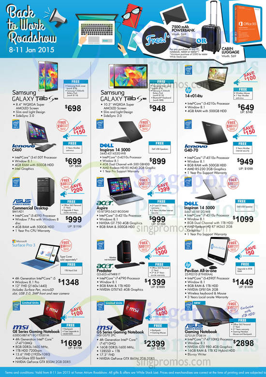 Notebooks, Desktop PCs, Tablets, Microsoft, Dell, Acer, ASUS, Lenovo, Samsung Galaxy, MSI, HP