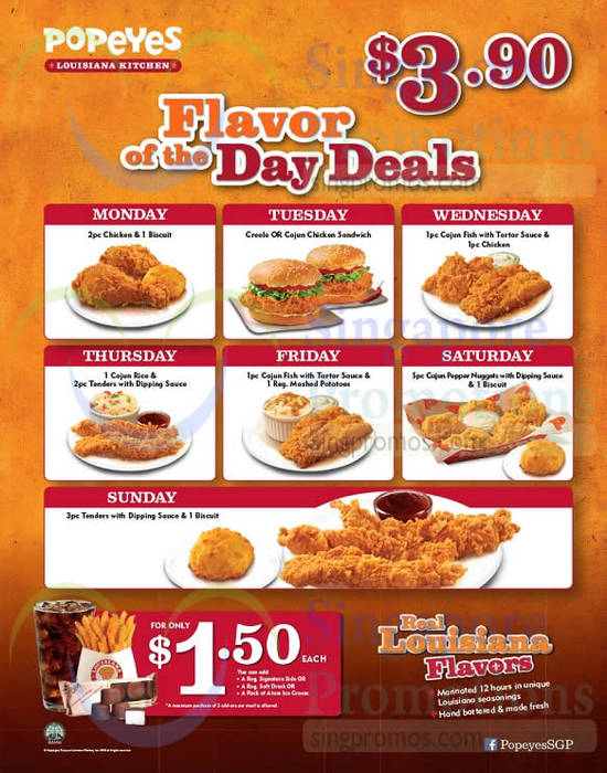 Popeyes 3.90 2pc Chicken & 1 Biscuit (Mondays) 19 Jan 31 Aug 2015