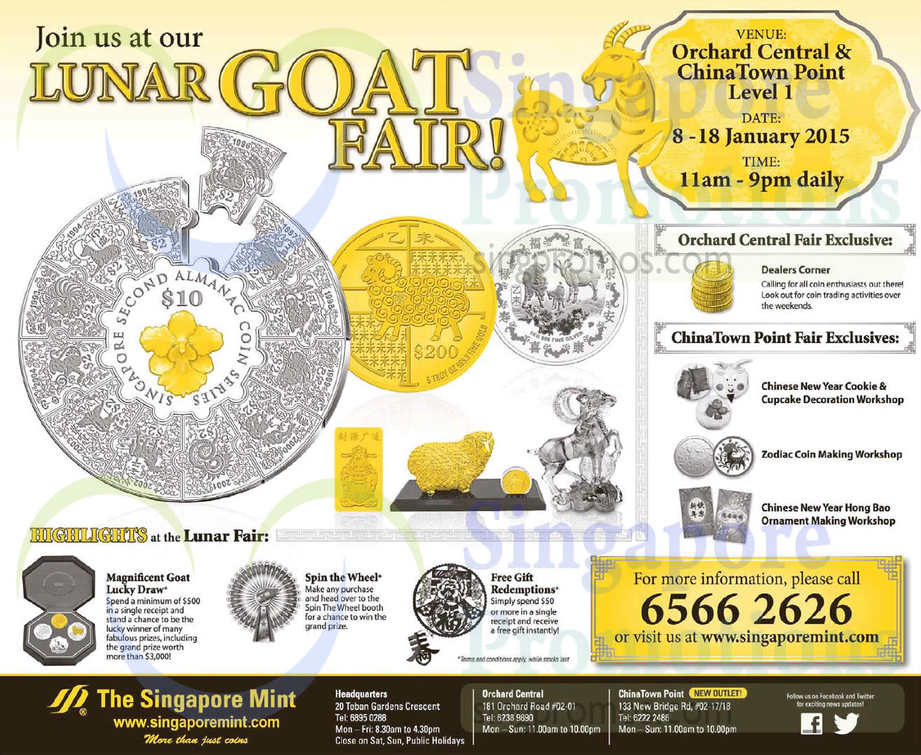 Featured image for Singapore Mint Lunar Fair @ Orchard Central & ChinaTown Point 8 - 18 Jan 2015