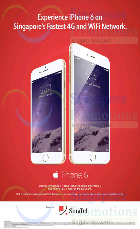 Singtel Apple iPhone 6, Free 6mths Mobileshare