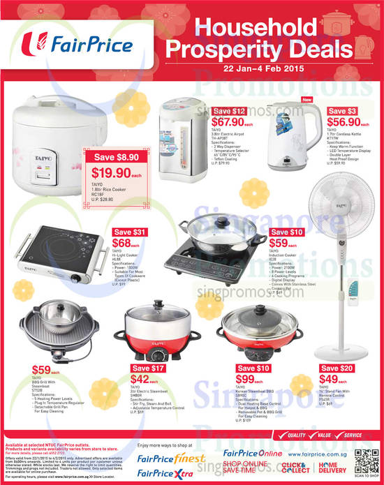 Taiyo Kitchen Appliances, Household Products, Rice Cooker, Airpot, Induction Cookers, Steamboats, Fan, Kettle