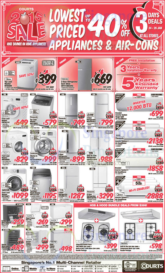 Washers, Fridges, Air Conditioners, Wine Cooler, Wine Cellar, Freezers, Hoods, Hobs, Midea, Panasonic, Whirlpool, Electrolux, Kadeka, Valenti, Toshiba, Samsung, Beko