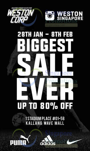 Featured image for (EXPIRED) Weston Corp Biggest Sale Ever @ Kallang Wave 28 Jan – 8 Feb 2015