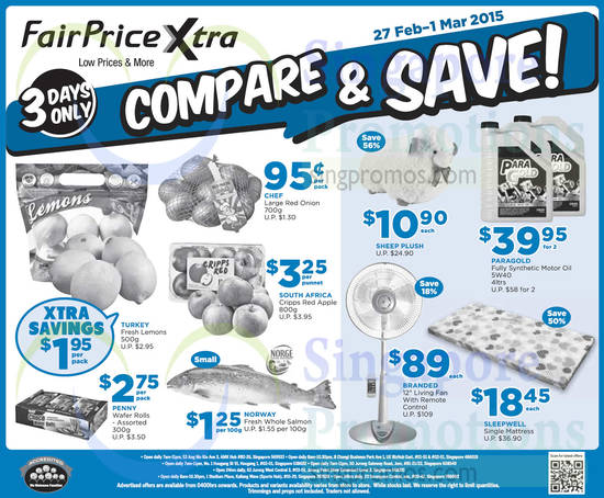 27 Feb (Till 1 Mar) Compare n Save Motor Oil, Mattress, Fan, Fruits