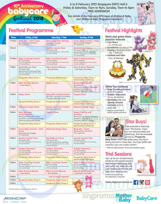 5 Feb Festival Programme, Festival Highlights, Star Buys, Trial Sessions