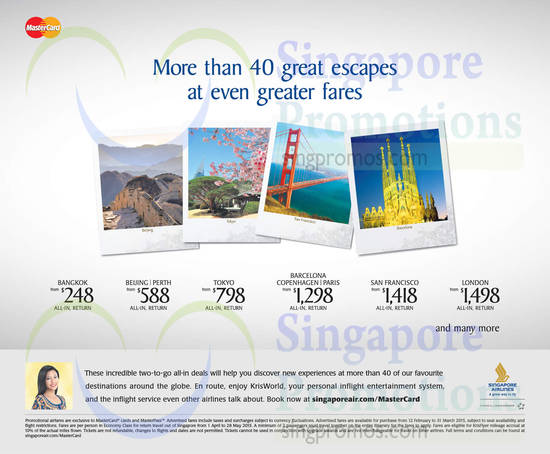 5 Mar Airfares Bangkok, Beijing, Perth, Tokyo, Barcelona, Copenhagen, Paris, San Francisco, London